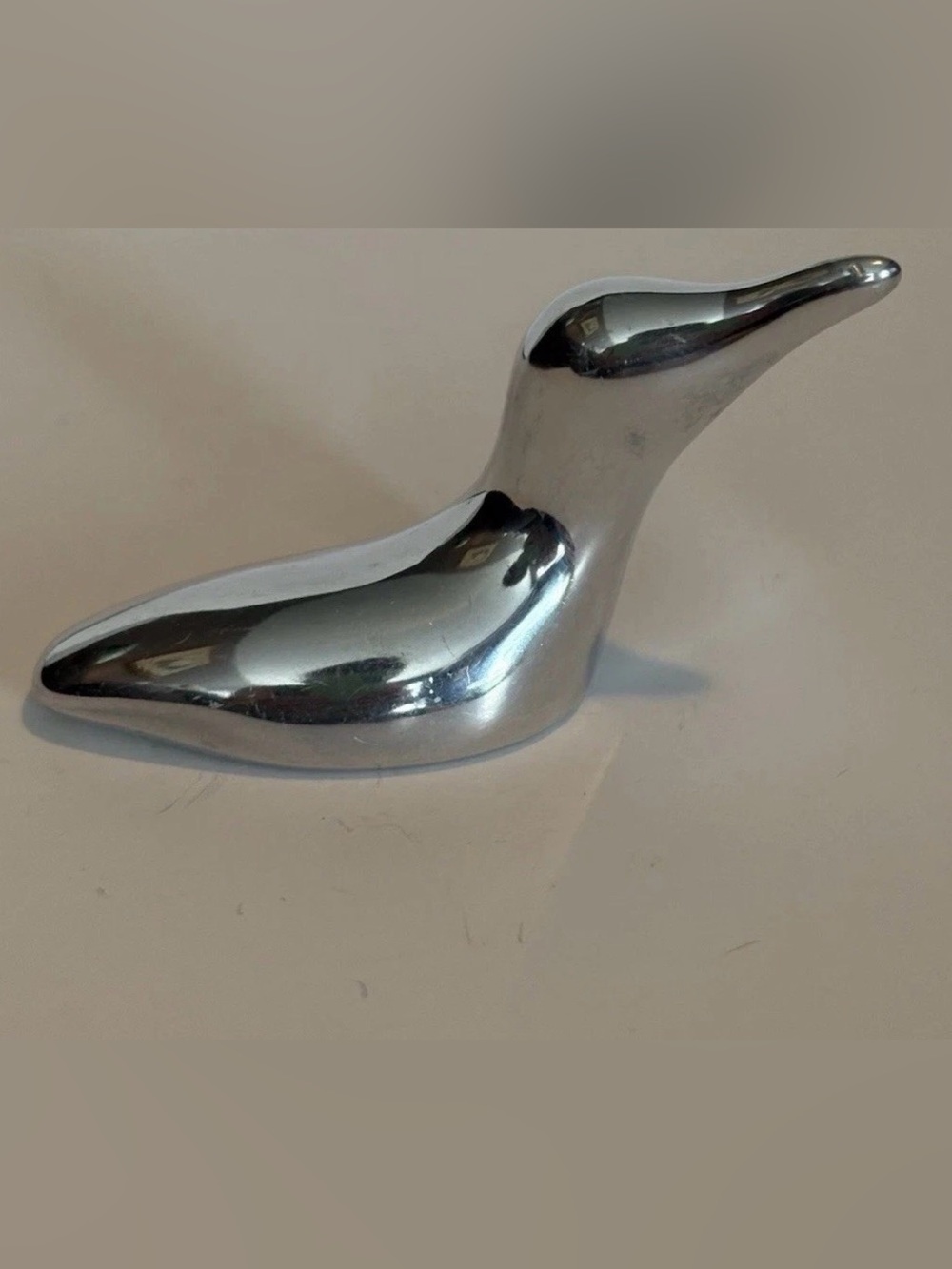 VTG Hoselton Canada Polished Bird Loon Aluminum Sculpture #1030 signed 2X4”
